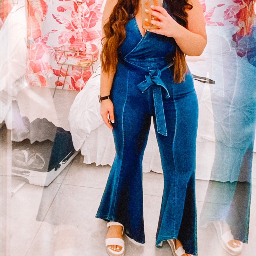 Denim Flared Jumpsuit from VICI